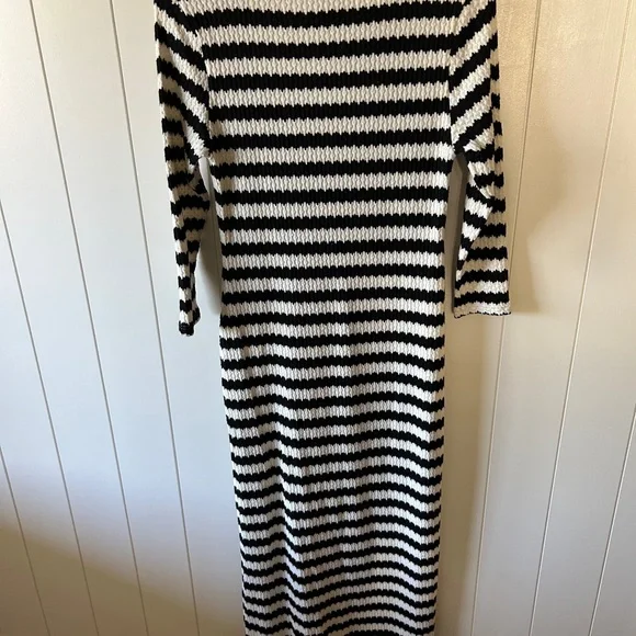 Zara Monochrome Striped Long Sleeve Dress - Picture 3 of 5